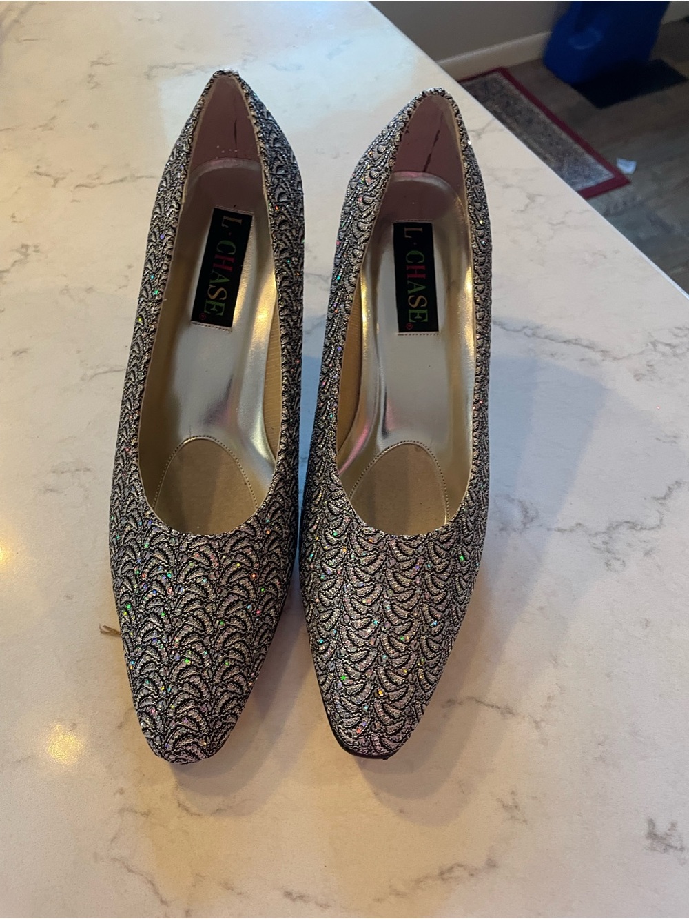 Silver Holographic Pointed-Toe Pumps